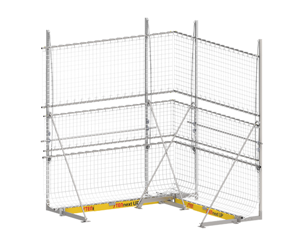 Sistema de redes de seguridad diseñado para adaptarse a cualquier planta, geometría o perímetro, gracias a su configuración modular e independiente.